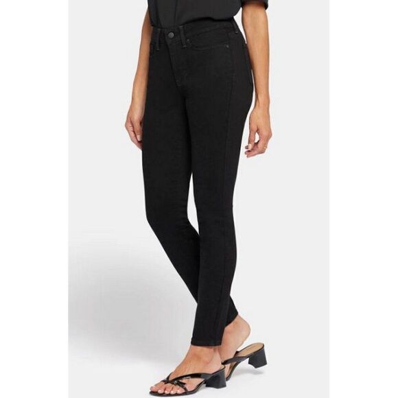 NYDJ Ami High Rise Lift Tuck Stretch Skinny Jeans Black Denim Size 12 - Picture 1 of 10